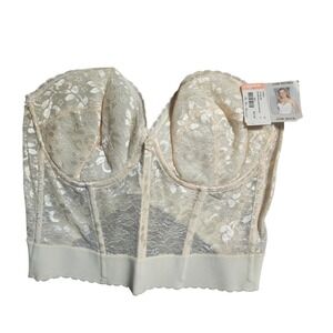 Vintage Carnival Lace Bustier Backless Strapless Bra Low Plunge Low Back 40D NWT